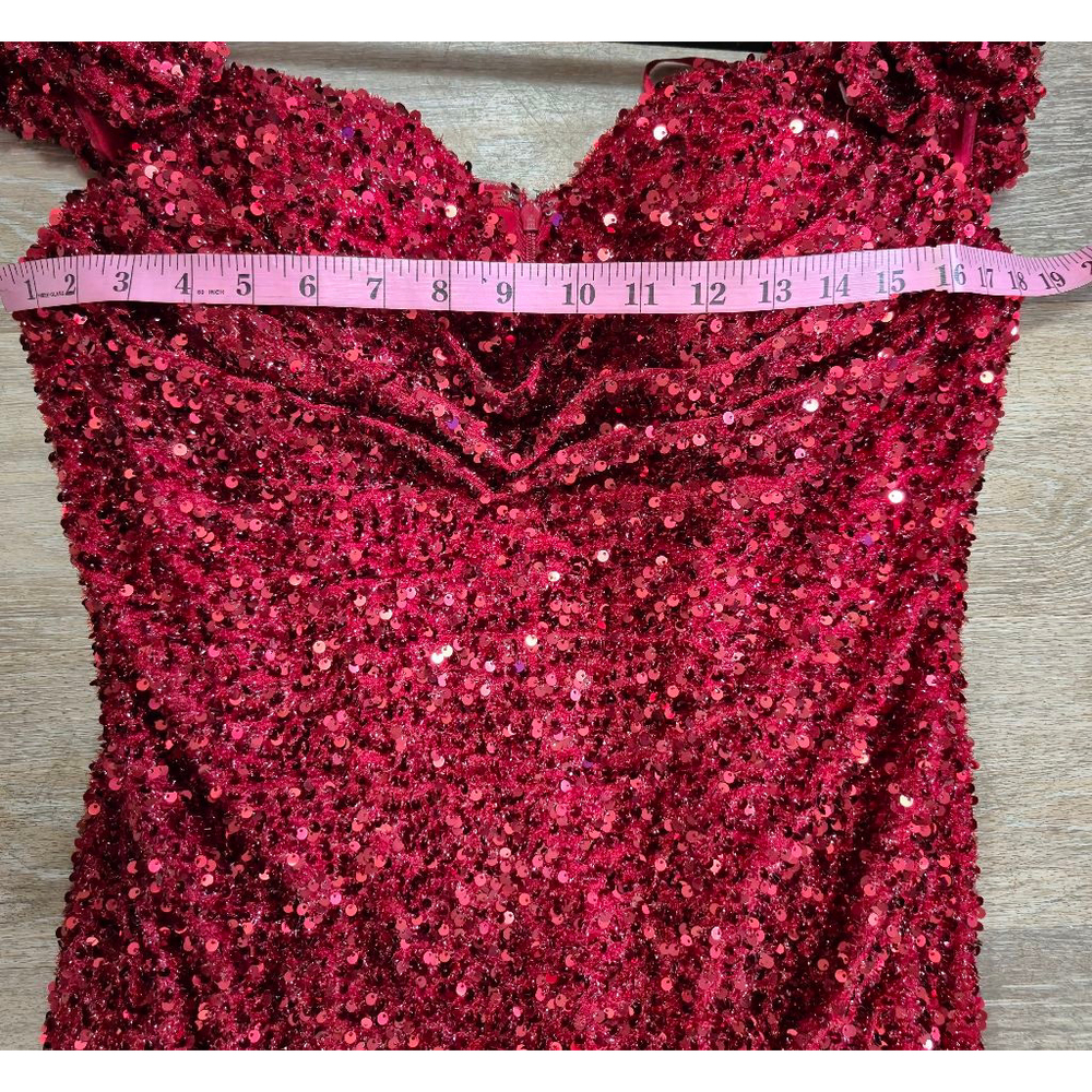 Anny Lee off the shoulder Gown Dress Size Xl‎ Red Sequin - Picture 8 of 9